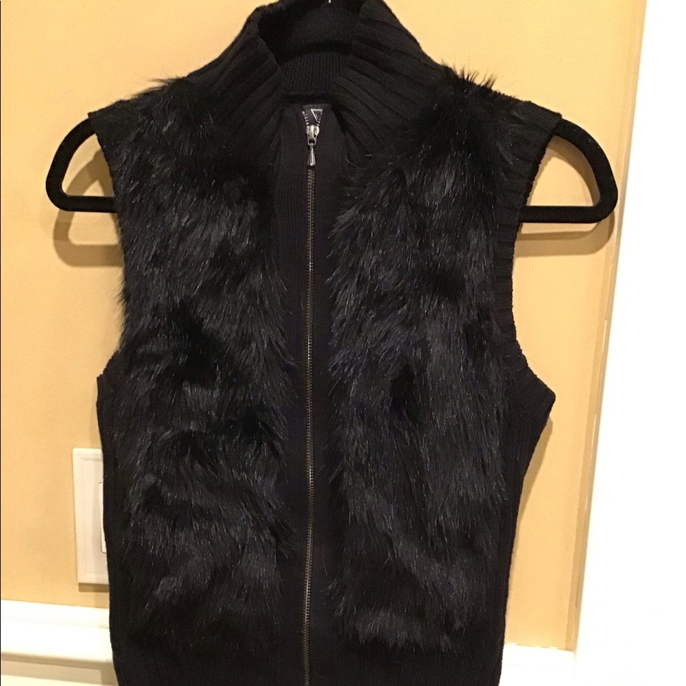 Faux fur sweater vest